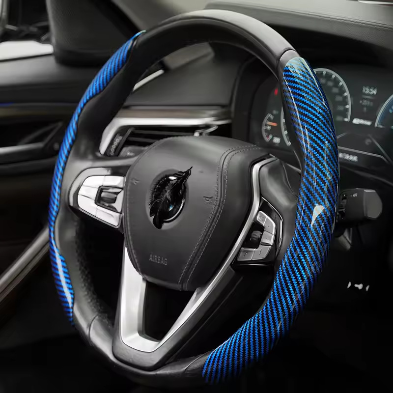 Cross-Border Best-Selling Carbon Fiber Style Anti-Glare Car Steering Wheel Cover Three-Piece Set Suitable for General Motors
