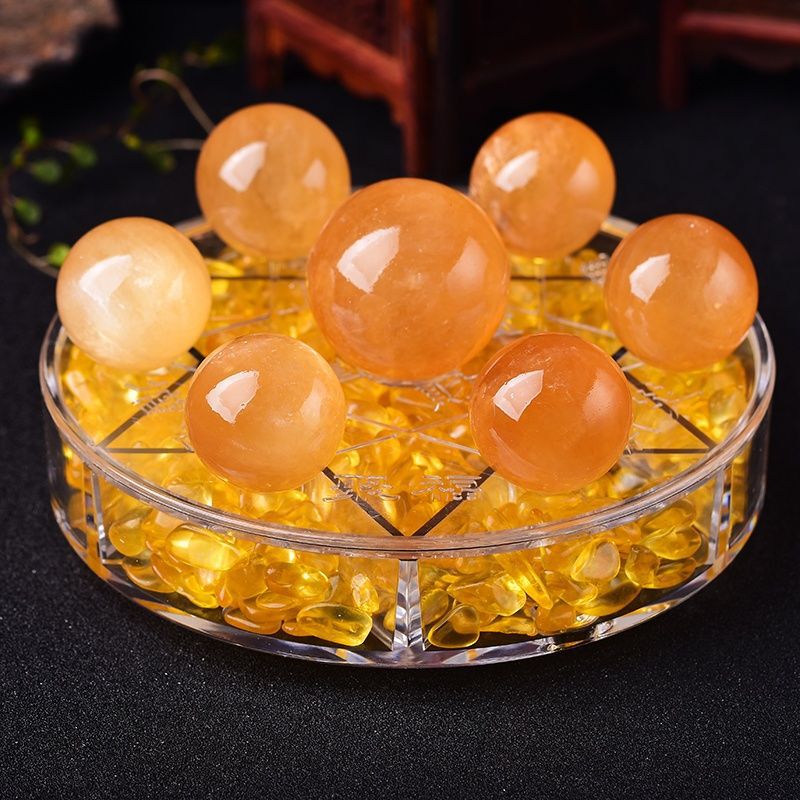 Natural yellow crystal ball Seven Star array cornucopia office decoration opening gift home entrance decoration crafts Natural yellow crystal ball Seven Star array cornucopia office decoration opening gift home entrance decoration crafts