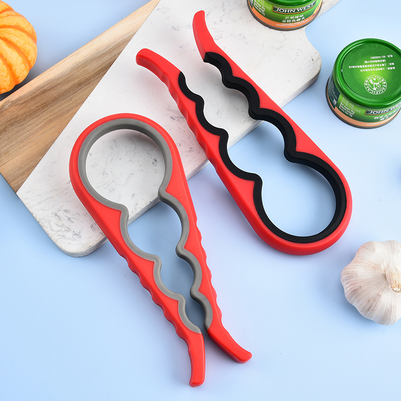 Factory Wholesale Two-color Four-in-One Can Opener Multi-functional Plastic Non-slip Can Opener Bottle Opener Kitchen Tool