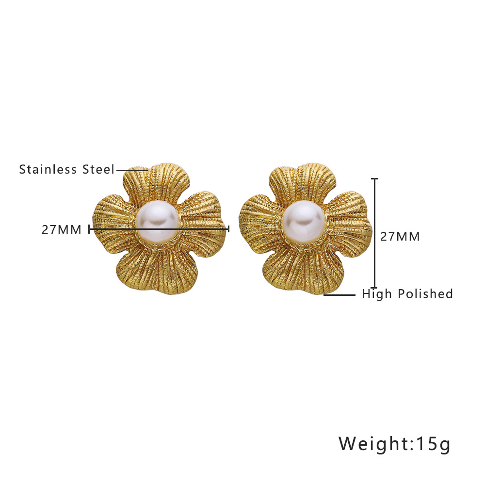 15g Weight 1 Pair Elegant Retro Heart Shape 304 Stainless Steel Ear Studs