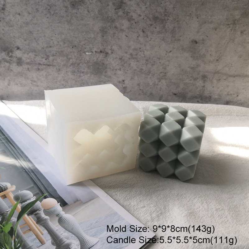 Transfronteriza geométrica BOLA MÁGICA vela molde de silicona diamante superficie bola polígono cubo aromaterapia vela molde al por mayor