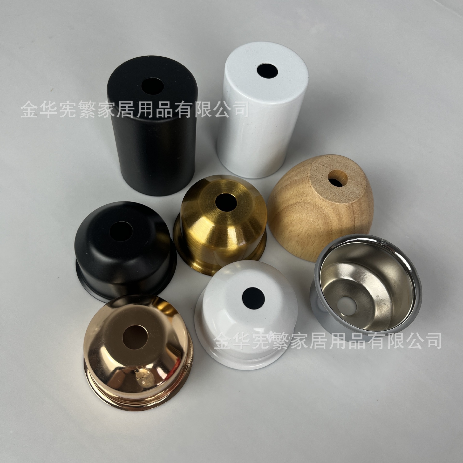 Yiwu spot E27 blanco y negro oro cromo lámpara taza de sombrero cubierta accesorios de lámpara accesorios de lámpara de mesa de metal
