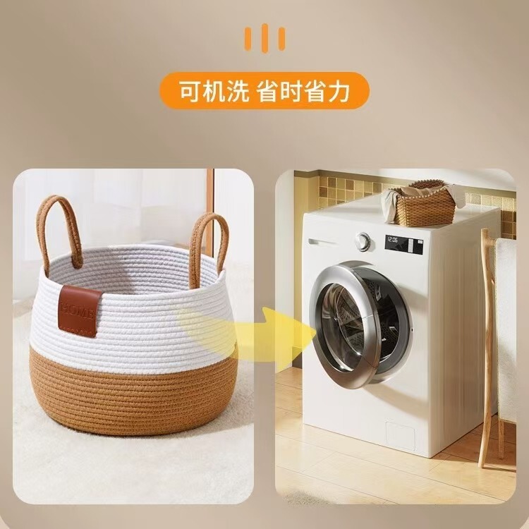綿ロープ汚れた衣類バスケット家庭用汚れた衣類収納バスケット寝室B&Bフレームおもちゃ収納バケツ織汚れた衣類バスケット家庭用|undefined