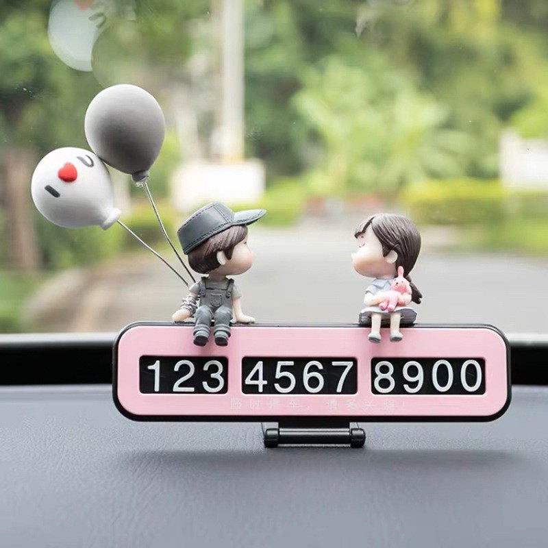 [Colección de adornos de pareja] Decoraciones de coche consola central de coche accesorios de coche lindo espejo retrovisor muñeca de dibujos animados