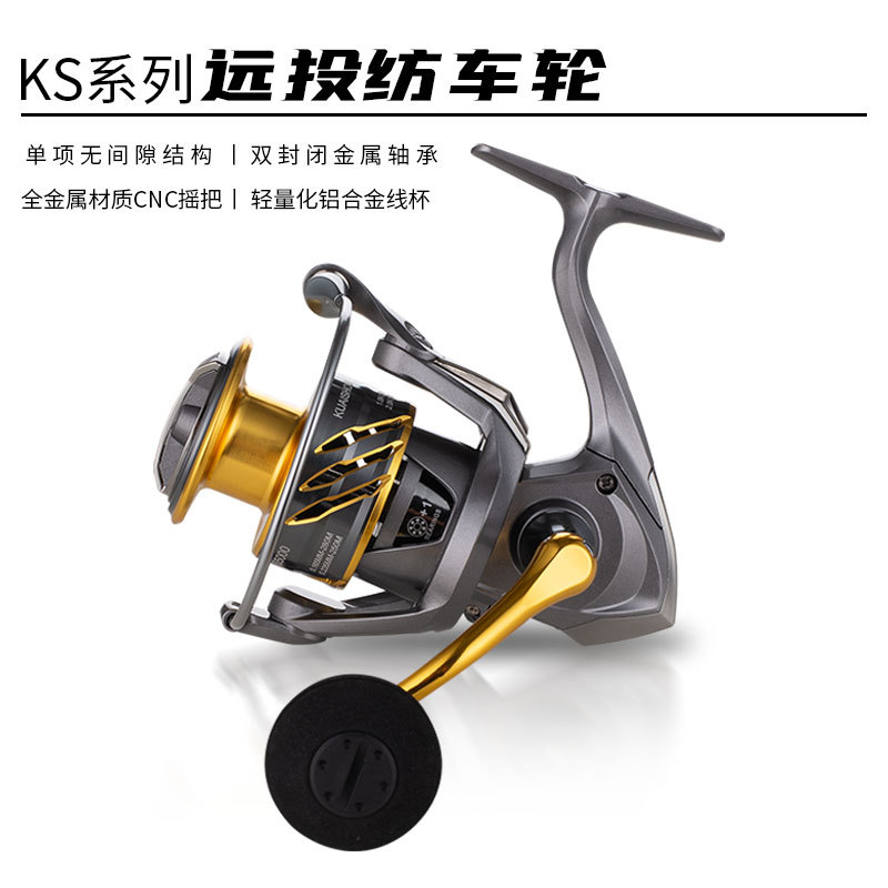 猎渔王鳌鲨AS金属渔轮纺车轮银灰KS远投轮路亚轮渔线轮海钓轮渔具|ru