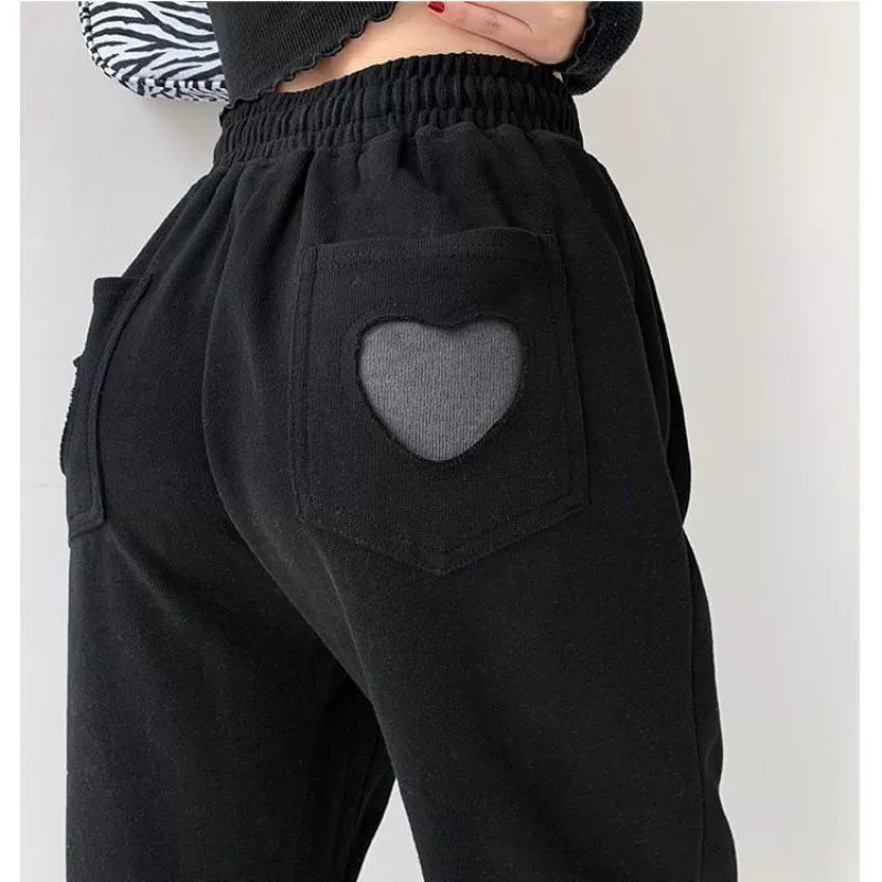 Autumn trousers for leisure, fitted, drawstring, loose straight fit