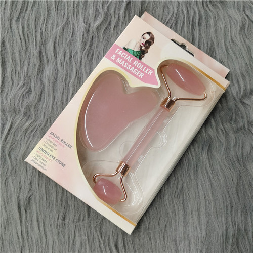 Resin powder crystal massage roller set imitation jade beauty stick facial massage double head roller scraping set 