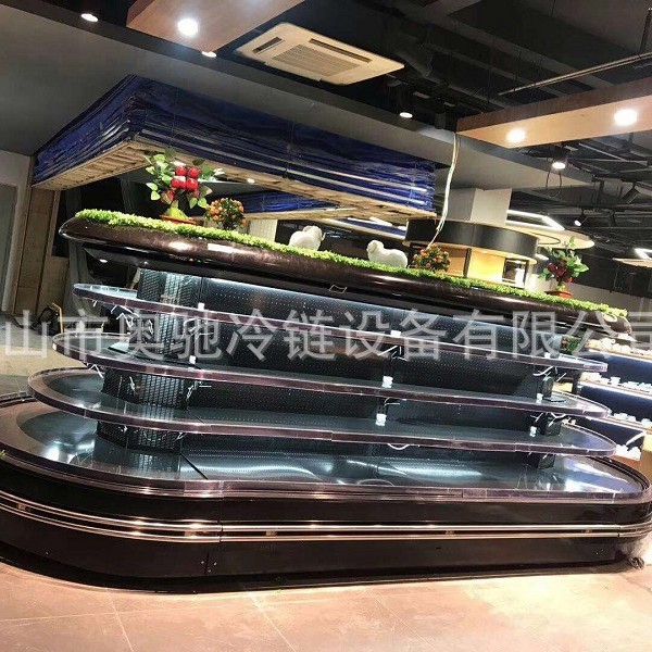 永辉超市款带门转角风幕柜精品水果店保鲜展示柜