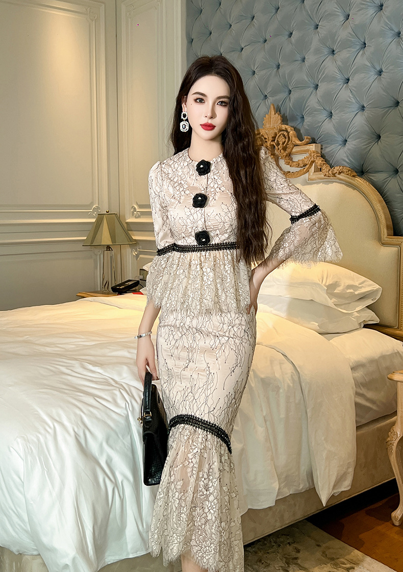 Bộ hai món áo tay chuông bèo nhún và chân váy đuôi cá ôm hông thiết kế mới mùa hè — Màu trà sữa chi tiết 22