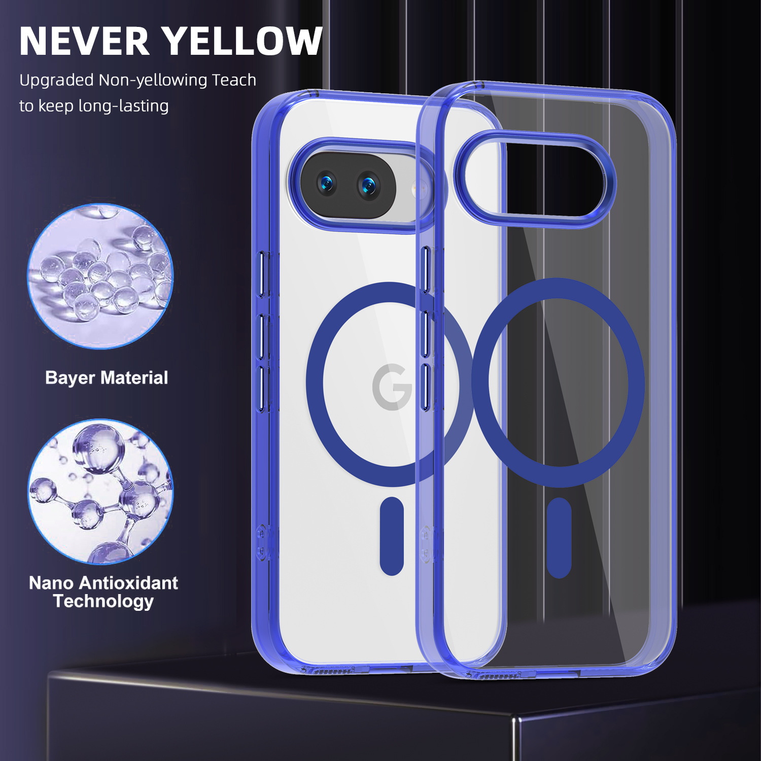 Funda magnética de color hielo para Google Pixel 9A, compatible con carga, semitransparente, anticaída, para comercio exterior