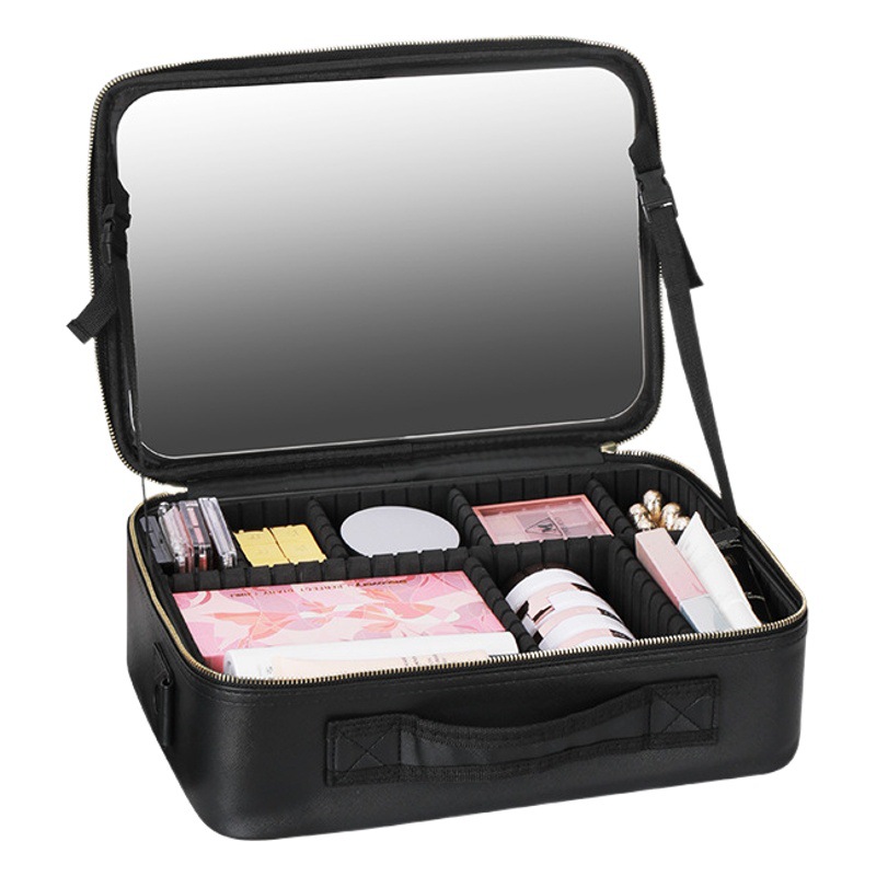 Bolsa de cosméticos con espejo de gran capacidad portátil de viaje bolsa de almacenamiento de cosméticos maquillaje bolsa de tatuaje estilo coreano