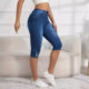Summer Women's plus size Jeans Buckle Design Solid Color Stretch Street Fashion High Waist Casual Tight Pants