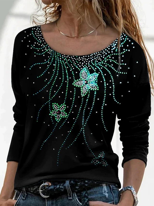 Long-sleeve, sweatshirt with a round collar, 3D