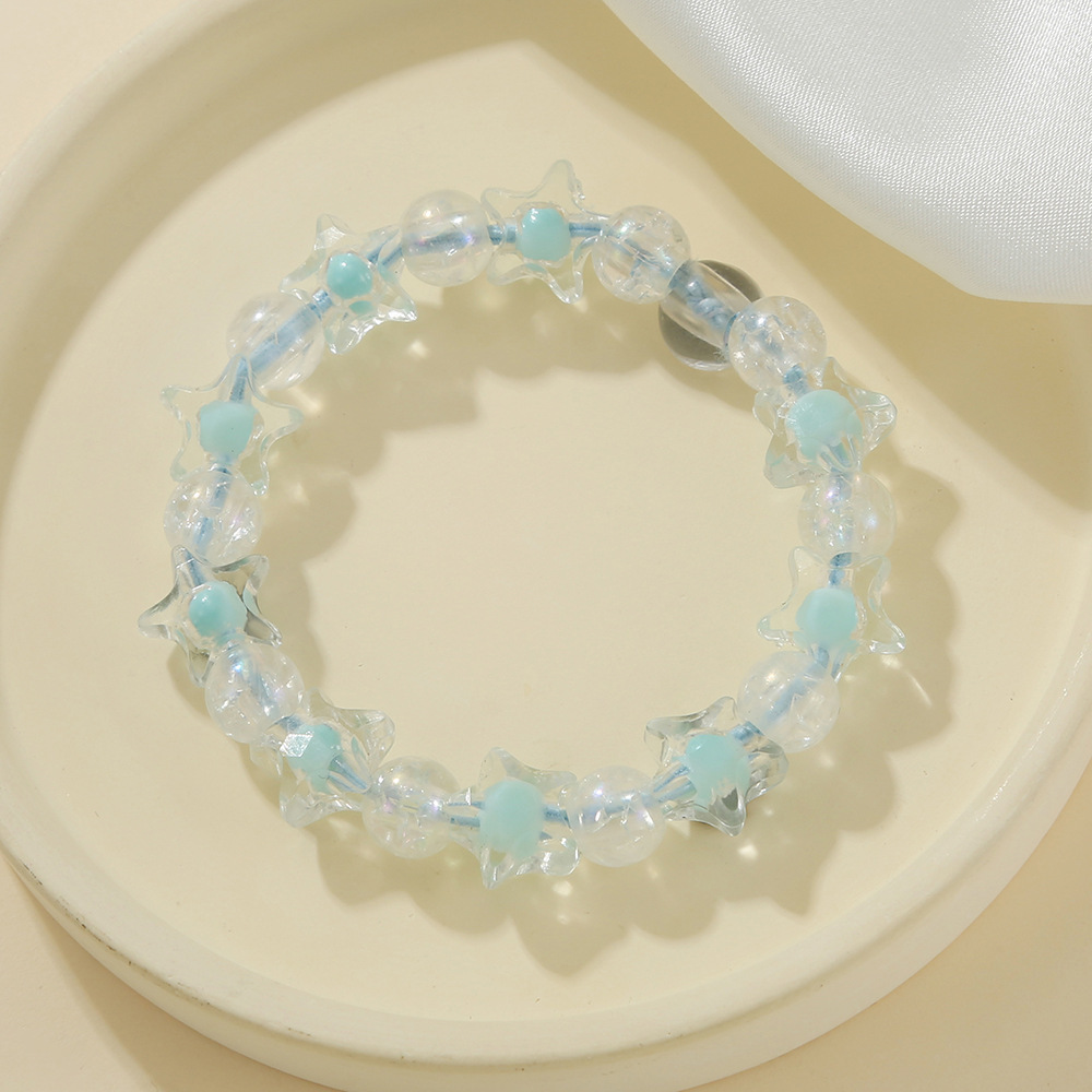 2024 New Five-Pointed Star Candy Bracelet Beaded Bracelet Women's Student Bracelet Cute Bracelet Jewelry Accessories