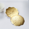 Simple and modern luxury cushion gold -colored lotus leaf relief metal copper cushion thermal insulation tea plate