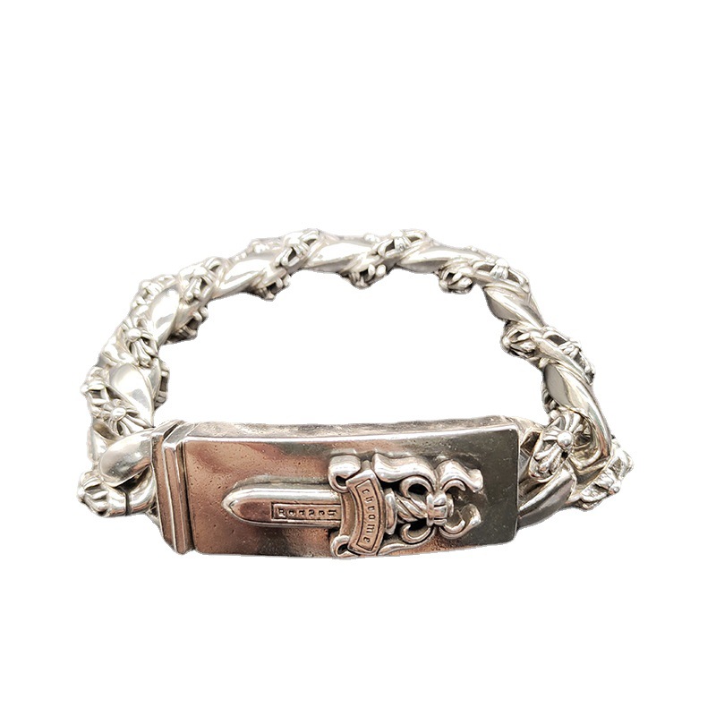Chkeluo nueva pulsera espada ancla cruz flor gruesa pulsera europea y americana retro S925 estándar hombres pulsera