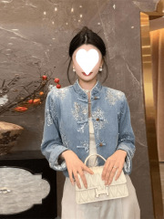 新中式国风重工亮片刺绣牛仔外套女装2025春秋季新款气质短款上衣