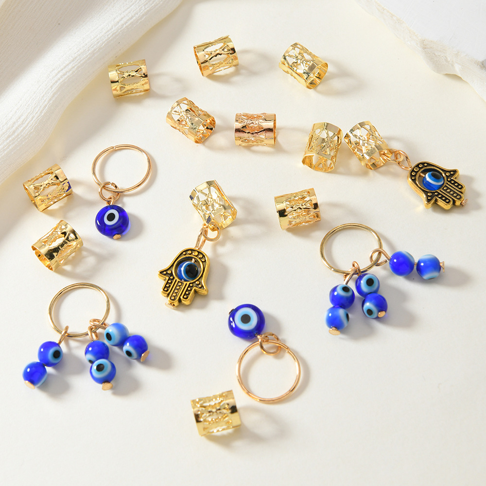 16pcs Devil Eye Arcaico Trenza sucia Anillo de cabello Transfronterizo Amazon Xiyin Temu Alojamiento completo Estación independiente Shein image 3