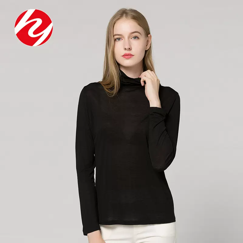 华业秋冬新款真丝羊绒打底衫修身显瘦女士高领桑蚕丝长袖保暖上衣