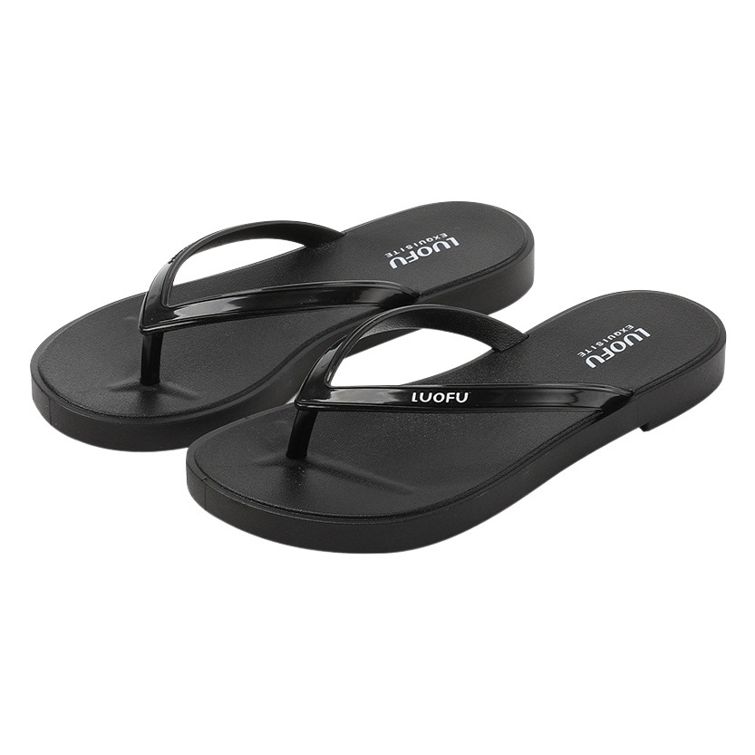 Luo Fu flip-flops verano femenino con zapatillas negras en el baño Baño Playa férula playa zapatos de natación