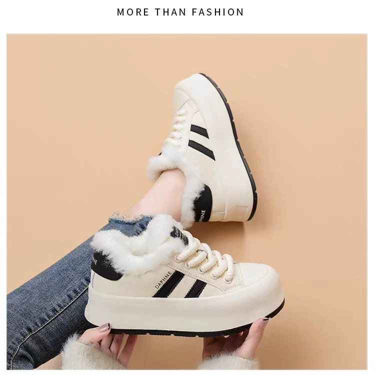 Плюшевые меховые туфли женский 2024 новый осенний и зимний толстый дно, увеличенные дикие бисквитные туфли, женские повседневные туфли