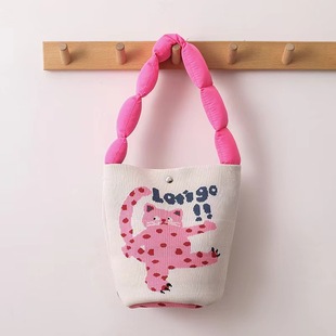 Original Knitted Handbag, Casual and Versatile Drawstring Hand-Held Gift Packaging Bag, Souvenir Lunch Bag, Bucket Bag