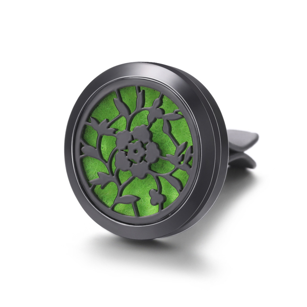 pistola de acero inoxidable negro hueco coche ventilación abrazadera de automóvil perfume árbol de vida automóvil perfume caja de difusión de perfume