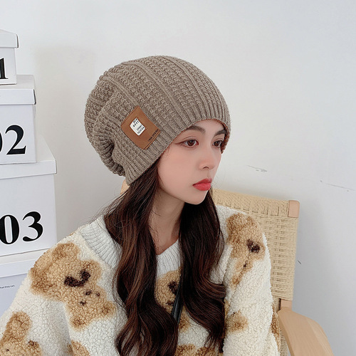 Women's Winter Casual Universal Beanie Cap, Knitted Korean Style Puff Cap for Autumn and Winter, Ear Protection, Warm and Cozy Postpartum Hat
