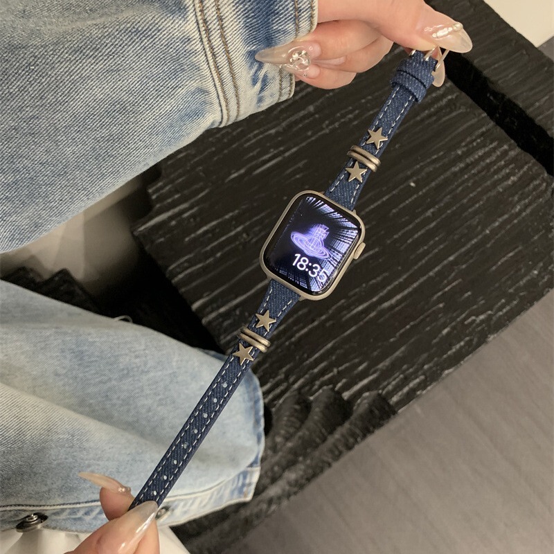 Liuding Starry Pattern Fine Strap Suitable for Apple Watch 9S10 Apple Watch Iwatch11 Representative Band 98Se