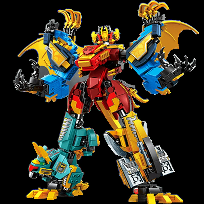 Конструктор Lego transformer Shijang 4‑в‑1 робот→динозавр, комбинированный набор, 475–534 шт.