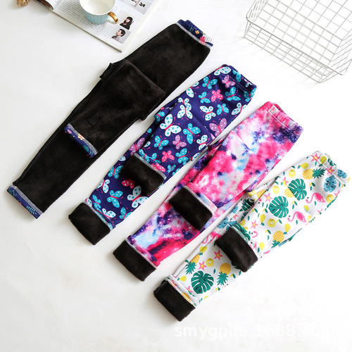 Women's and Children's Winter Warm Leggings, Thin Fleece Spring and Autumn Outerwear, Milk Silk Pants for Young Children, Warm Autumn Pants