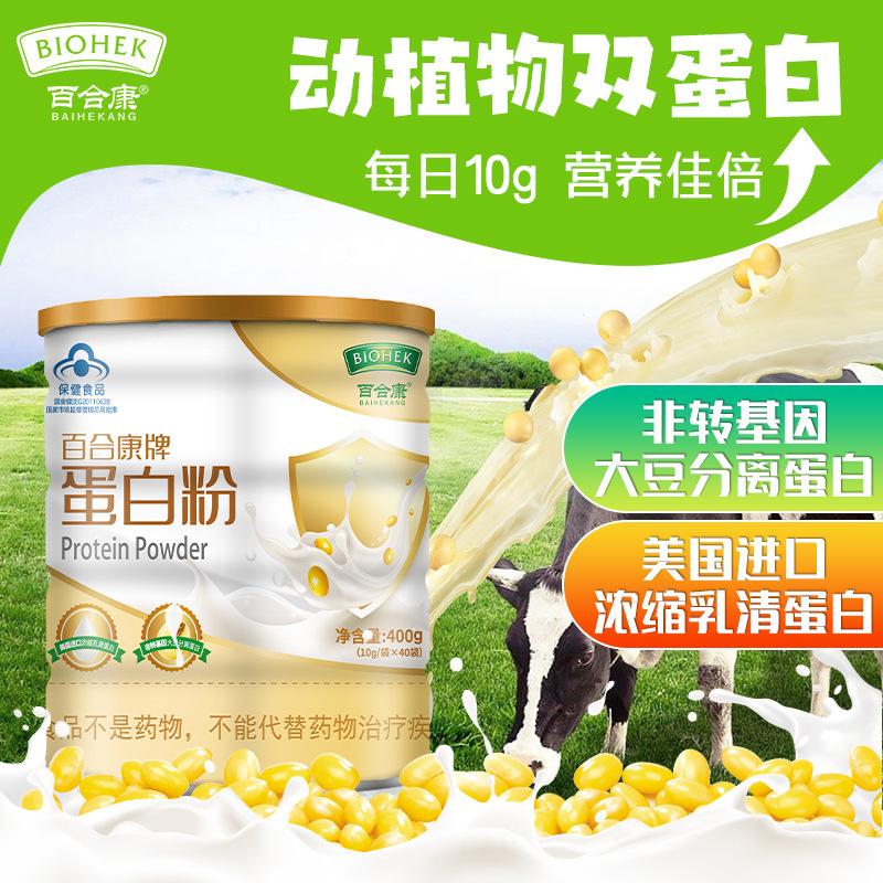 In-Stock Product for Dropshipping: Baihekang Brand Protein Powder from the Source Factory, Customizable with Private Label, Oem, to Enhance Immunity, 40 Bags/Bucket
