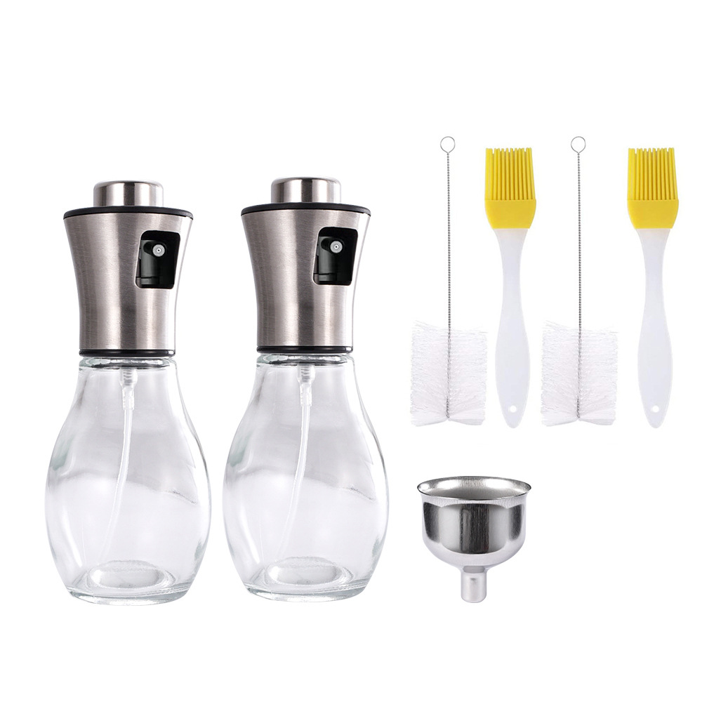 Caja de regalo de 2 piezas 304 de acero inoxidable aceite aerosol olla prensa tipo aceite botella de aceite al aire libre barbacoa hogar aceite olla botella de aceite