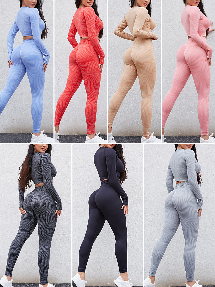 Liquidación【Selección Premium】Pantalones Largos Deportivos de Fitness con Efecto Push-Up, Manga Larga, para Yoga, para Mujer image 4