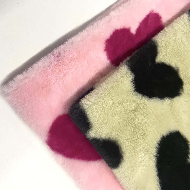 新款兔毛印爱心 仿兔毛爱心印花提花绒 服装围脖家纺玩具毛绒面料