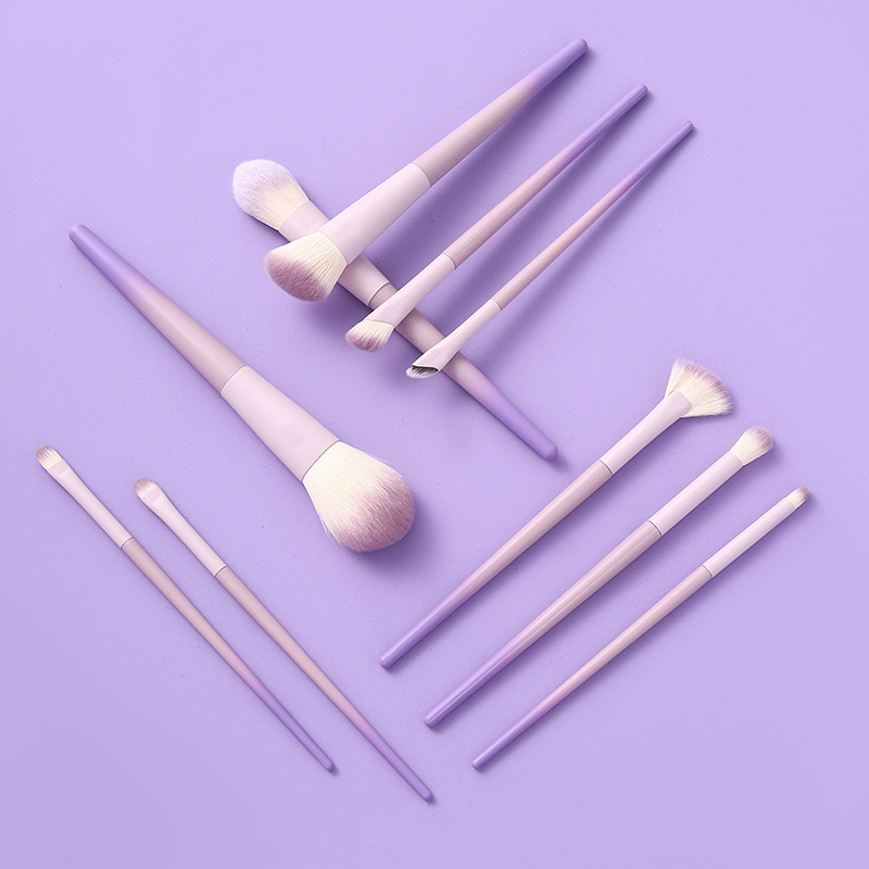 Xingdai púrpura 10 cepillo de maquillaje conjunto de cepillo de sombra de ojos cepillo de sombra de nariz cepillo de pintura en polvo cepillo blush suave no comer polvo