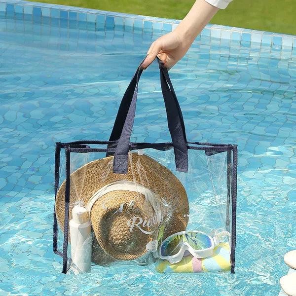 Korean large capacity jelly transparent beach bag pvc waterproof hot spring storage swimming bag tote bag shopping bag