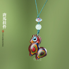 Rainbow Wood Retro Tangma Phone Chain Pendant Cute Bag Decoration Live Stream Street Stall Gift Supply Wholesale