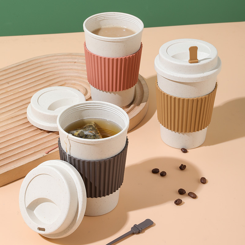 Wheat Straw Coffee Cup Japanese Outdoor Leak-proof Mug Internet Celebrity Portable Cup Gift Cup Water Cup Cup Wholesale