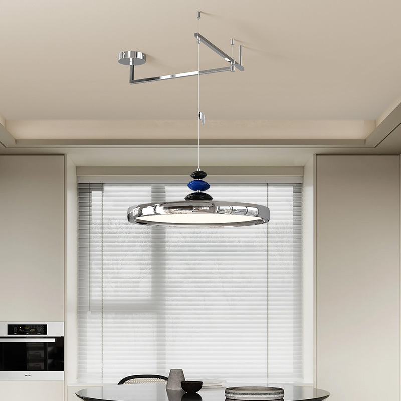 Minimalista 2025 nuevo chandelier de brazo oscilante lámpara de comedor de espectro completo de alta expresión de la antigua bolsa de disco volador lámpara de bar
