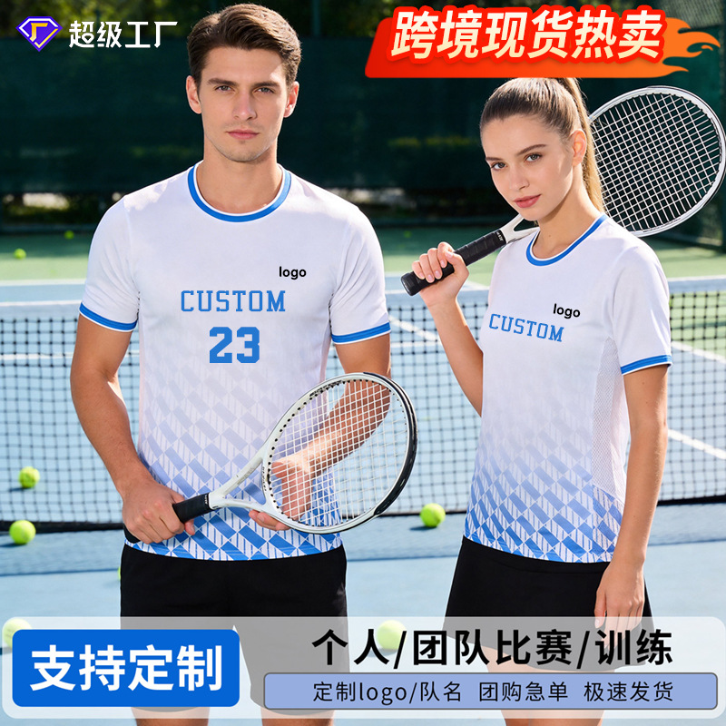 Quick-Drying Tennis Clothing Custom Set for Men and Women, Breathable Training and Competition Badminton Short-Sleeved Sports Jerseys Wholesale