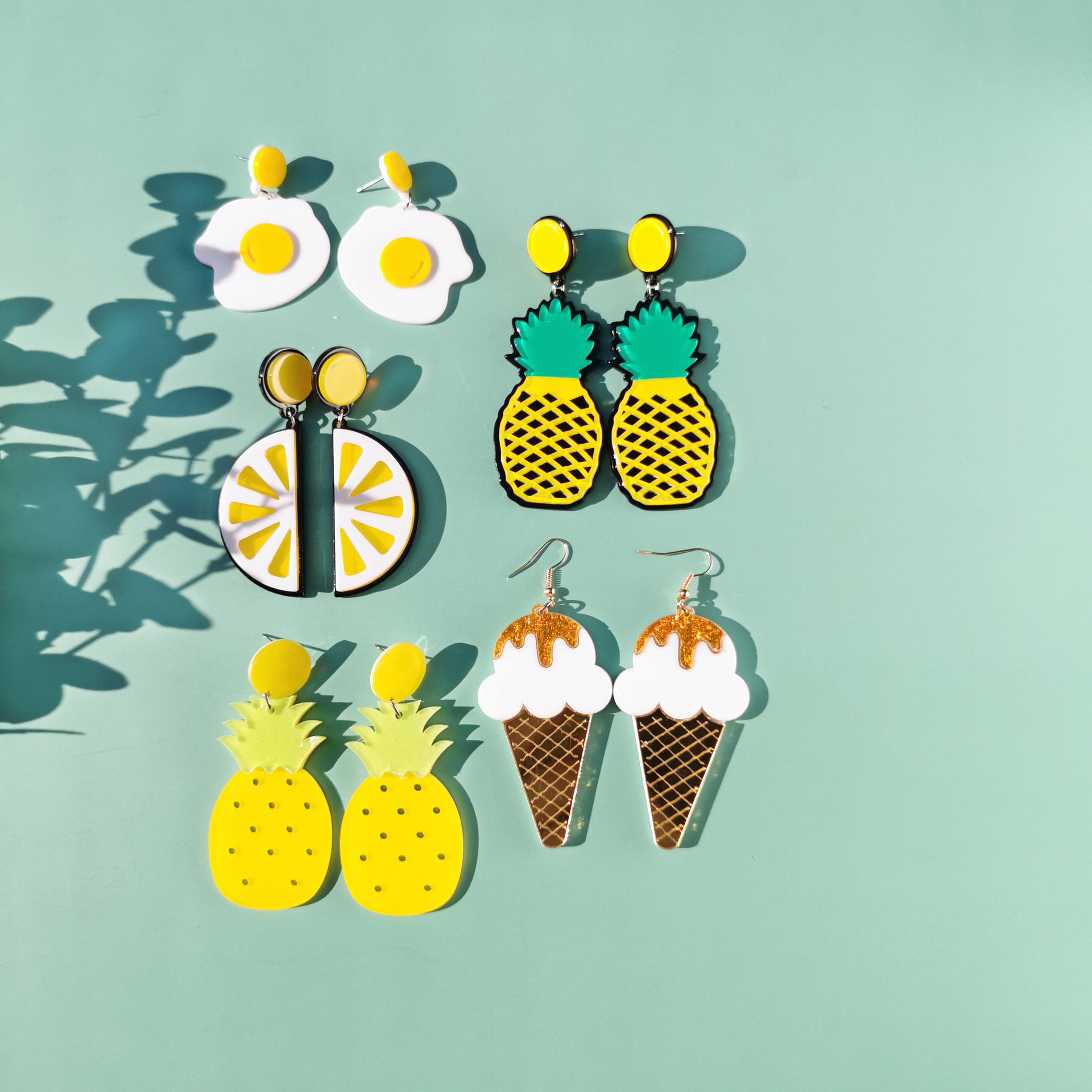 European And American Fashion Acrylic Egg Ice Cream Lemon Strawberry Earrings display picture 16