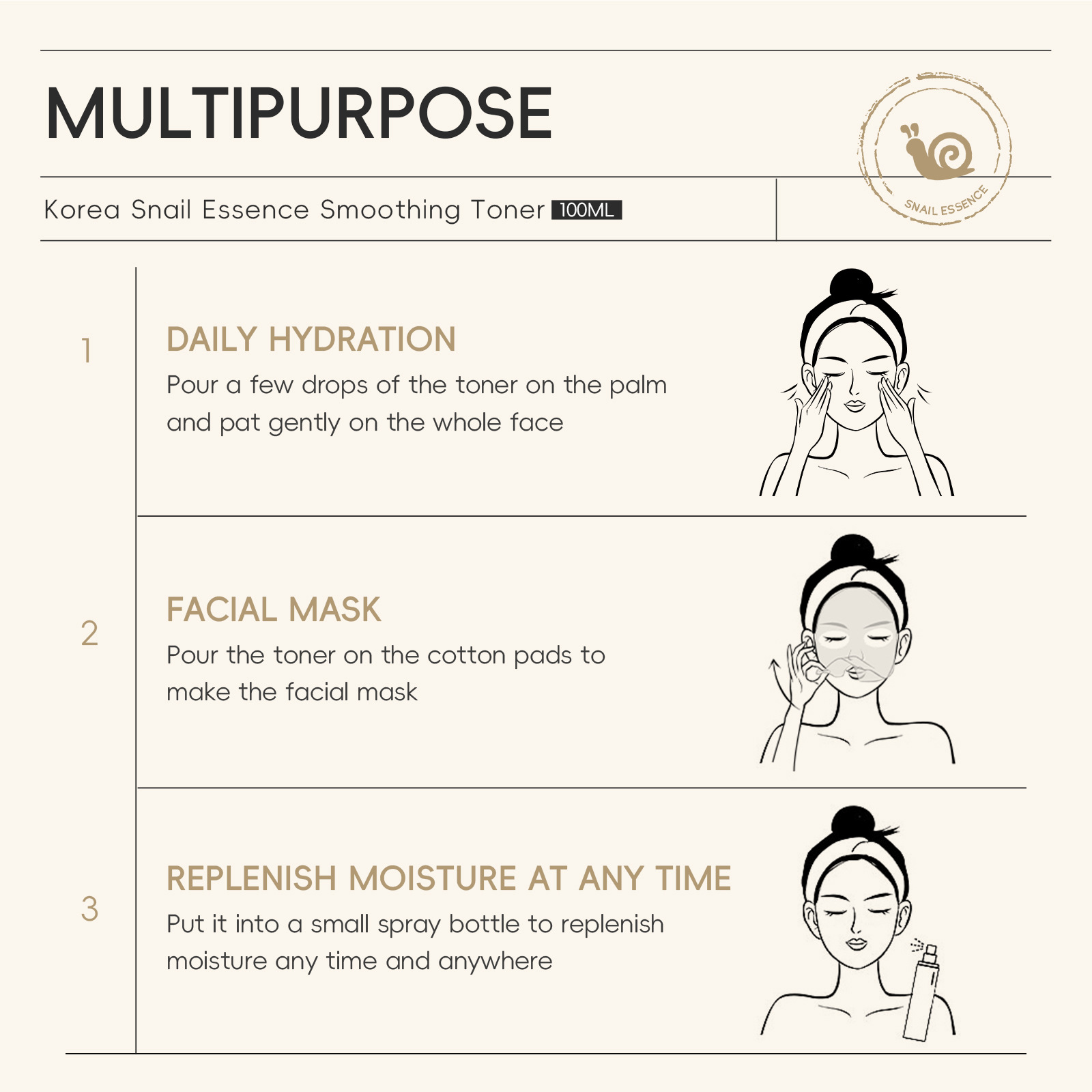Cross-border LAIKOU Korean Snail Essence Toner 100ml Hydrating and Moisturizing Manufacturer in stock undefined