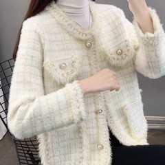 外套洋气春季女装仿水貂针织2025高级新款香风气质名媛开衫上衣