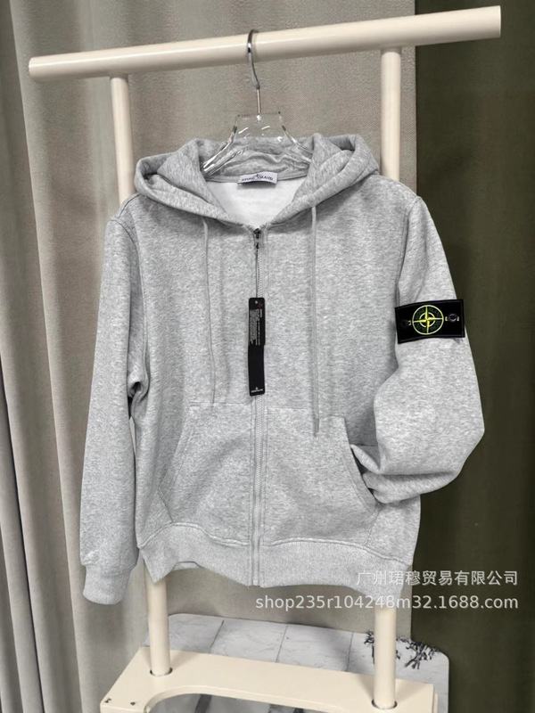 跨境外贸秋冬Stone石头纯色拉链连帽卫衣情侣款多色帽衫卫衣外套|undefined