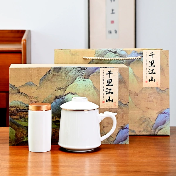 Watermelon red gold + tea can (mutton fat jade porcelain)