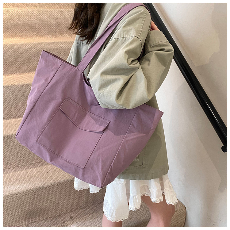 Cross-border laid-back style nylon bag for women 2025 new casual large-capacity shopping handbag, simple and lightweight single-shoulder bag undefined