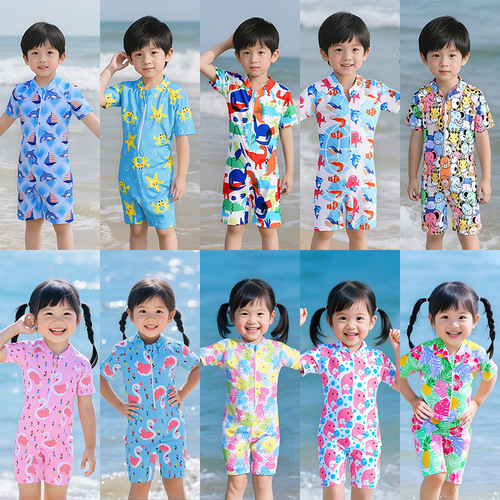 Children's Swimwear Long Sleeve One-piece for Toddlers and Kids, Boys and Girls, Cute Infant Swim Suit, Clearance
