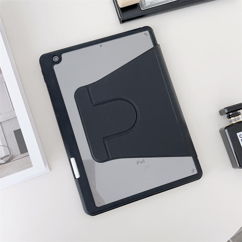 iPad 10.2 Mini 6 Acrylic Book-Style Rotating Tablet Case Air11 Pro11 Flip Cover with Pen Slot Protective Case