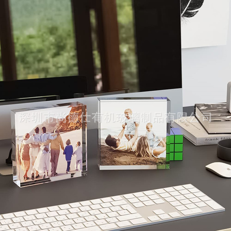 Acrylic photo frame 4x 4 inch 20mm thick frameless transparent frame double-sided magnetic frame stand-alone desktop display
